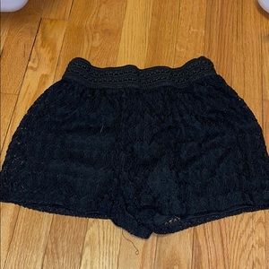 Stretchy black lace shorts